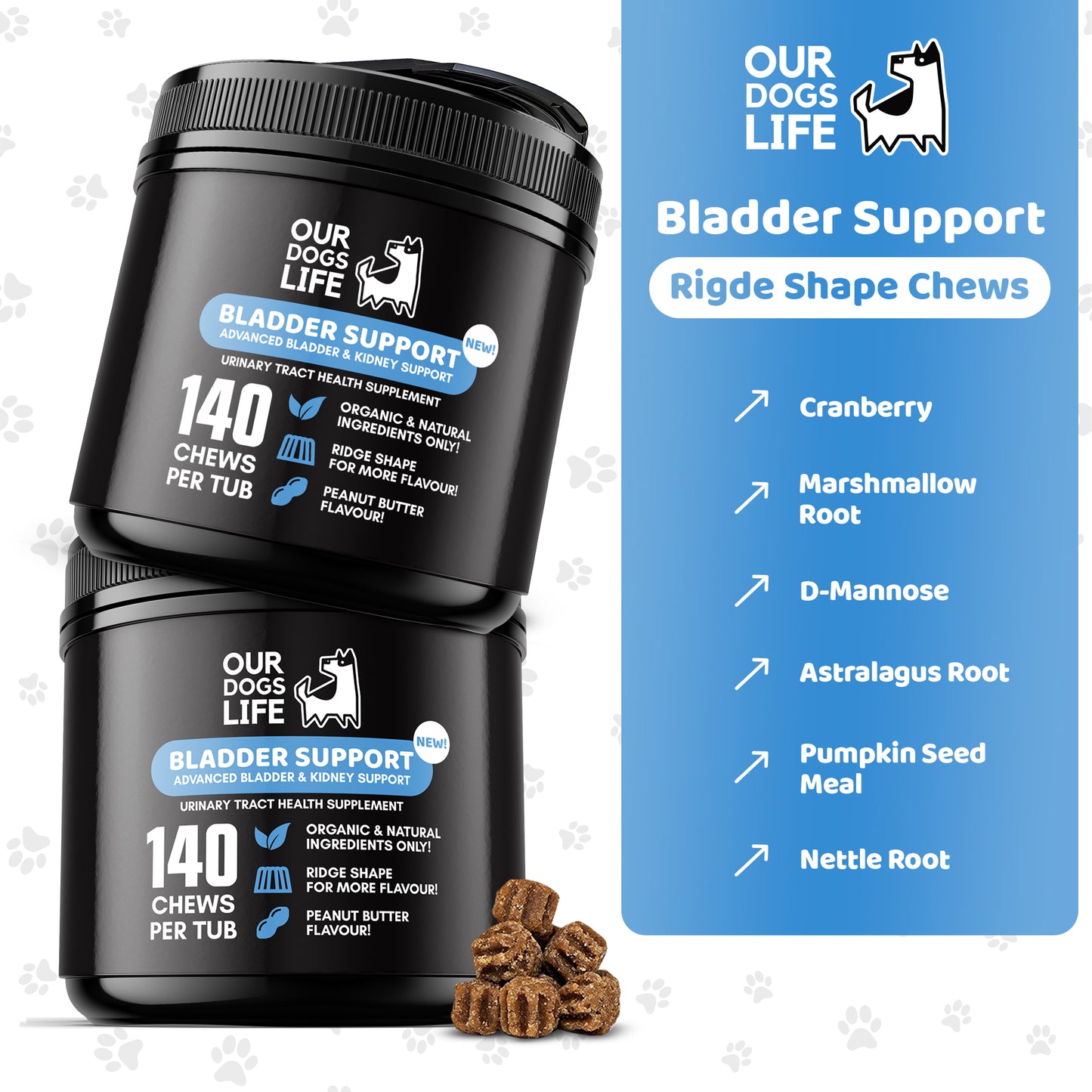 Bladder Support Chews for Dogs (140 Chews per Tub)