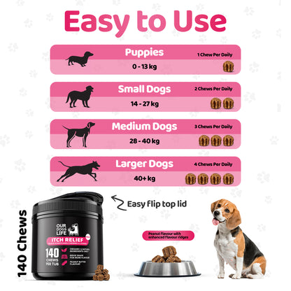 Itch Relief Dog Chews (140 Chews Per Tub)