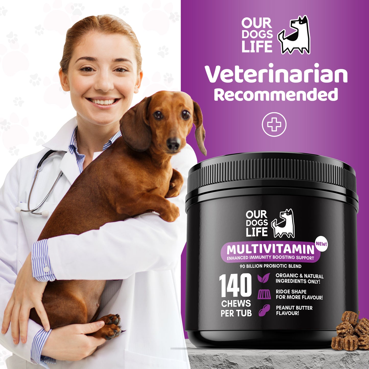 Dog Multivitamin Chews (140 Chews Per Tub)