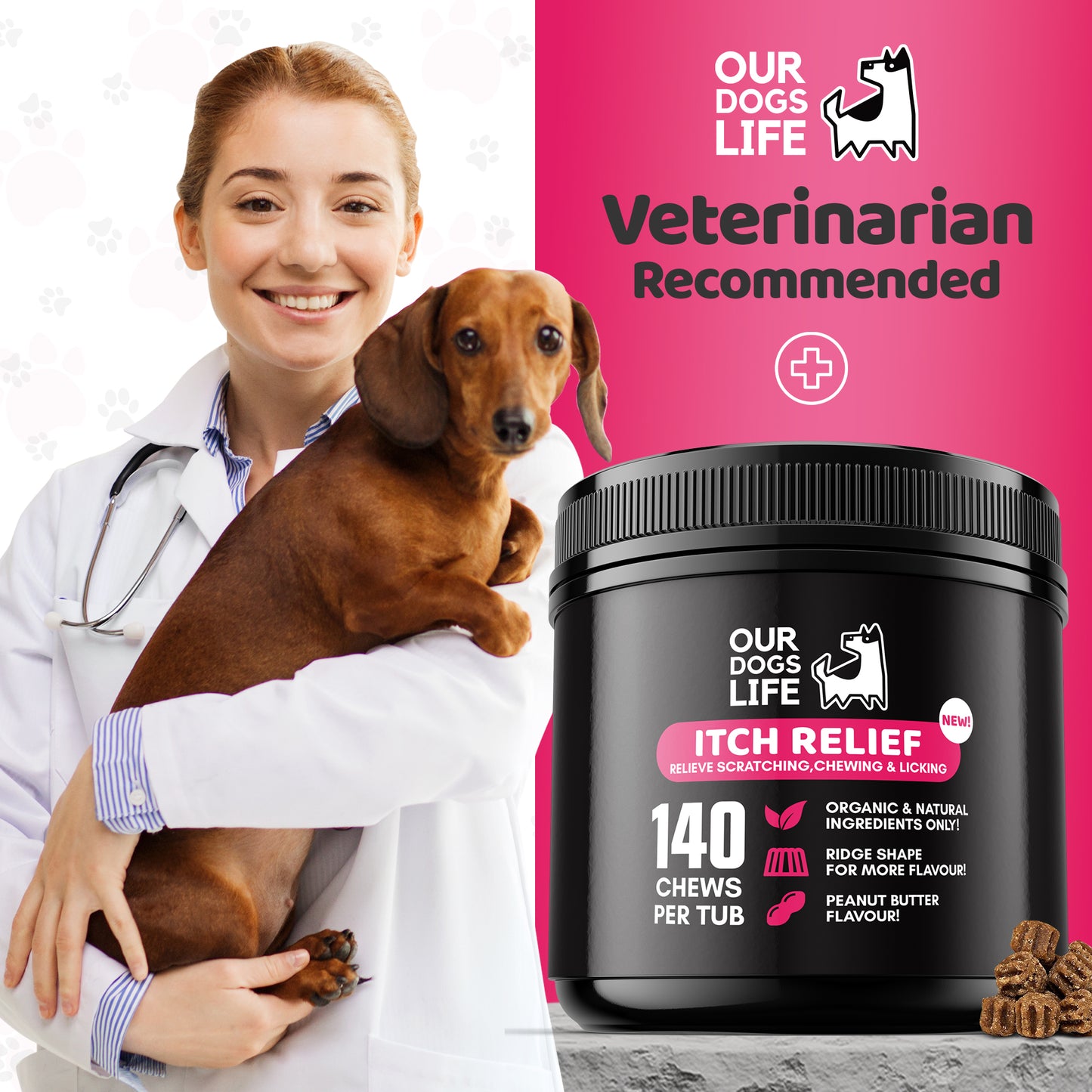 Itch Relief Dog Chews (140 Chews Per Tub)